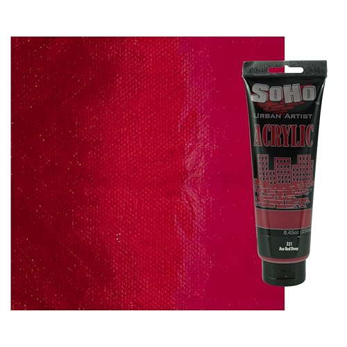 Soho Urban Artist Heavy Body Acrylic Paint - 250 ml Tube - Azo Red Deep - Thick, Rich Color, Excellent Coverage, Professional Quality - Artists Acrylic Paint - color: Azo Red Deep, size: 8.45 Fl Oz (Pack of 1)