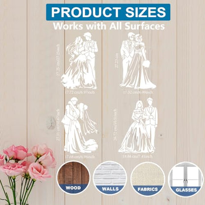 MAYJOYDIY 4pcs Love Wedding Stencil 11.7×8.3inch Large Marriage Couple Stencils with Paint Brush Sweet Bride and Groom Family Drawing Template for DIY Craft Furniture Wood Canvas Paper - color: Love Wedding