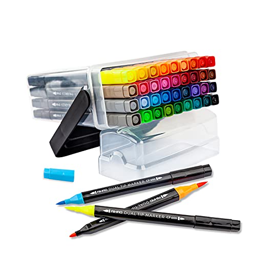 AIHAO Markers for Kids,Dual Tip Markers Set, Brush & Fine Tips, 36 Pack, Super Washable Marker With Stand Portable Box, Coloring, Doodling, Sketching, Art Supplies for Drawing, Journaling - size: 1 Count (Pack of 36)