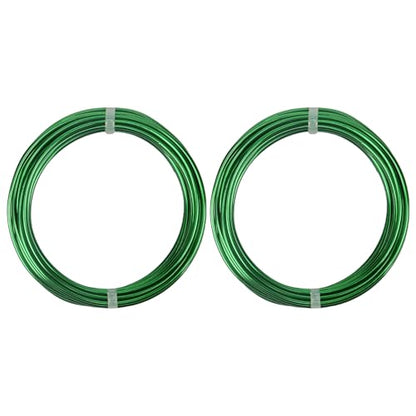 2 Rolls Aluminum Craft Wire, 9 Gauge (3mm) Flexible Metal Wire for Jewelry Making, 32.8 Ft (16.4 Ft/Roll) Bendable Armature Wire for Bonsai, Sculpting and DIY Crafts [Green] - size: 9Gauge 16.4Ft Each, style: Green
