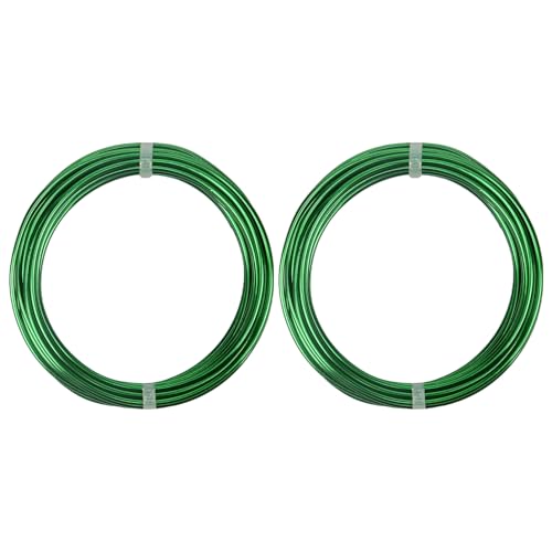 2 Rolls Aluminum Craft Wire, 10 Gauge (2.5mm) Flexible Metal Wire for Jewelry Making, 32.8 Ft (16.4 Ft/Roll) Bendable Armature Wire for Bonsai, Sculpting and DIY Crafts [Green] - size: 10Gauge 16.4Ft Each, style: Green