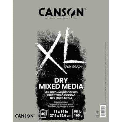 Canson XL Series Sand Grain Dry Mixed Media Pad, 11" x 14", Grey, 98 lb. (160gsm), 40 Sheets/Pad - color: Grey, size: 11" x 14"