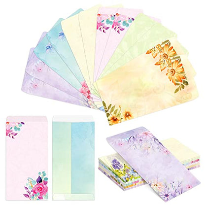 Paper Master Envelope Set 12 Packs Of Flora Letter Envelopes, Decorated Printer Stationery Paper Sets, With a Variety Of Designs And Automatic Aealing，9.7X4.7Inches - style: Envelopes Set