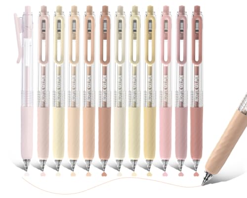 Acrylic Gel Pens for Coloring, 12 Skin Colors Set | 0.7mm Tip , Retractable Colored Pens, Perfect for Coloring, Writing, Drawing, Journaling, Note Taking, Black & White Paper - color: Skin colors