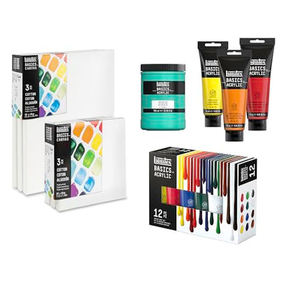 Liquitex BASICS Canvas, 3 pack, 16" x 20" | Archival, Acid-Free, Non-Toxic, Medium Texture Cotton, Pre-primed with a triple layer of acrylic gesso, Stapled & Stretched - style: 16" x 20"