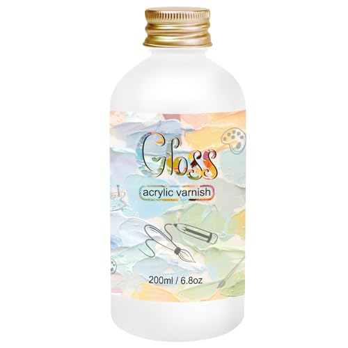 EIGTWEN Gloss Varnish for Acrylic Painting, 200ml Clear Acrylic Varnish | Acrylic Paint Sealer, Clear Acrylic Paint, Prevents Yellowing, Maintains Long-Lasting Color - size: gloss