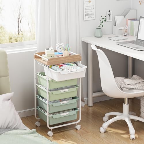 APEXCHASER Utility Cart with 5 Drawers, Art Cart for Teacher Kid, Green - color: Green, size: 5-Drawers
