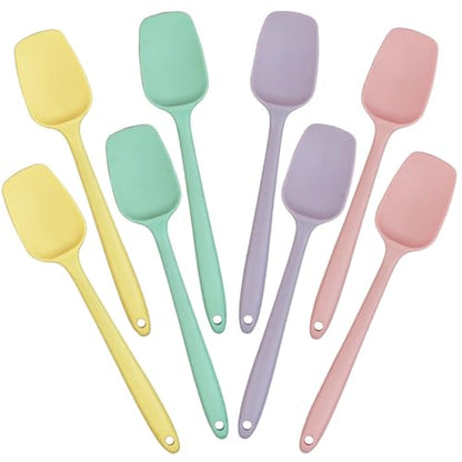 8 PCS,8.2Inch Silicone Spatulas Rubber Spatula Small Spatula Baking Mini Spatula Mixing Tool for Nonstick Cookware (8Pcs 4 Colors) - color: 8Pcs 4 Colors