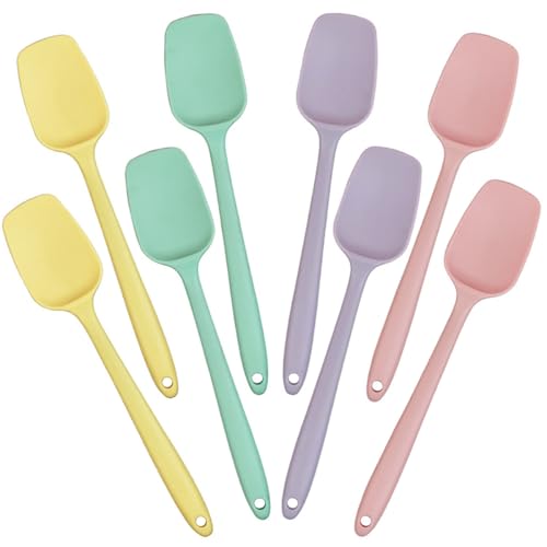 8 PCS,8.2Inch Silicone Spatulas Rubber Spatula Small Spatula Baking Mini Spatula Mixing Tool for Nonstick Cookware (8Pcs 4 Colors) - color: 8Pcs 4 Colors