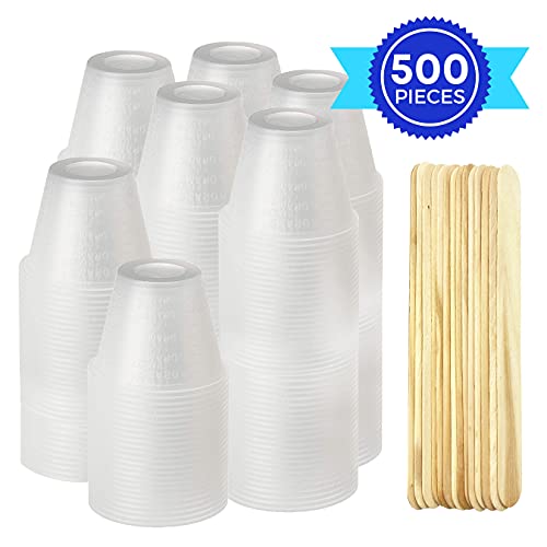 [400 Pack - 1oz] Epoxy Resin Mixing/Medicine Cups With 100 Bonus Mixing Sticks For Mixing Paint, Stain, Epoxy, And Resin - 1 Ounce (30ml) Graduated Plastic Cups (4 Sleeves) - EpoxyStix - size: 400ct with 100 Stir Sticks