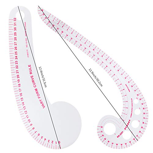 NEWMAY 6 Stlye Sew French Curve Ruler Metric Shaped Plastic Sewing Tools Measure Ruler for Sewing Pattern Making Design DIY Dress Clothing, Bendable Drawing Template Perfect for Designers and Tailors