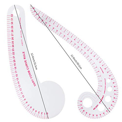 NEWMAY 6 Stlye Sew French Curve Ruler Metric Shaped Plastic Sewing Tools Measure Ruler for Sewing Pattern Making Design DIY Dress Clothing, Bendable Drawing Template Perfect for Designers and Tailors
