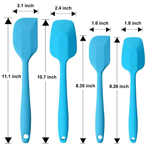 Silicone Spatulas Set, Rubber Spoon Spatula Heat Resistant Spoonula One Piece Design Seamless Spatula Non-Stick Scrapers Baking Mixing Tool (Blue Set) - color: Blue Set