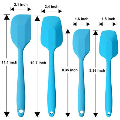 Silicone Spatulas Set, Rubber Spoon Spatula Heat Resistant Spoonula One Piece Design Seamless Spatula Non-Stick Scrapers Baking Mixing Tool (Blue Set) - color: Blue Set