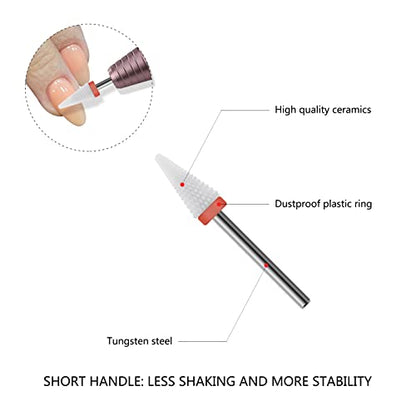 Ceramic Nail Drill Bit 10Pcs-3/32 Nail Drill Bits for Acrylic Nails,Professional Electric Nail Drill for Crystal Nail Extension Nail Removal,The Short Handle Does Not Shake. - size: Combo 01