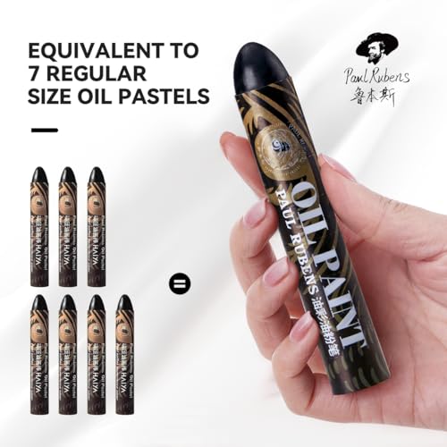 Paul Rubens Jumbo Black Oil Pastels, 2 Pack 60g for Artists & Beginners | 0.79"×4.72" Large Oil Pastels, 60g Each. Vibrant Colors, Creamy Texture, Blends Easily. Perfect for Large Area Coloring - color: Black