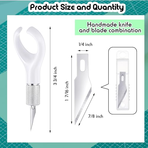 Lasnten 4 Pack Fingertip Craft Knife 4.2 In Detail Knife with Blades, White | Ergonomic Hobby Knife Handle with Finger Grip Cutting Tool for Precision Cutting and Trimming