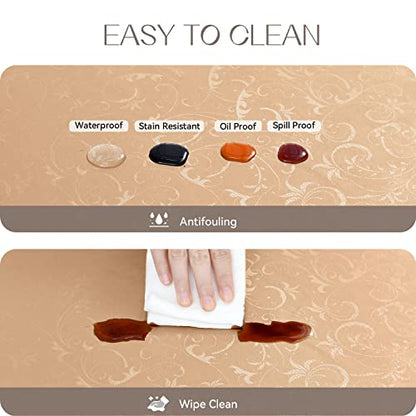 Romanstile Waterproof Vinyl Tablecloth Rectangle, 52 x 70 Inch, Flower Champagne - color: Flower Champagne, size: 52" x 70" (Rectangular)