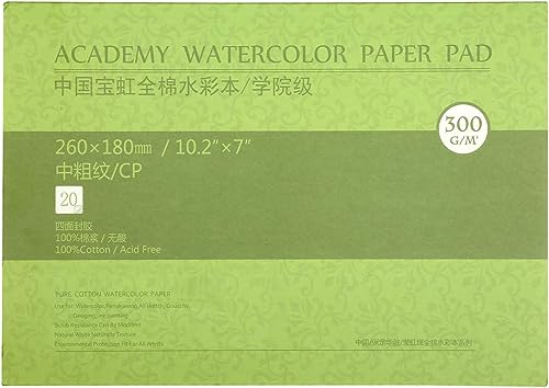 MEEDEN 10X7 Cotton Watercolor Paper Block, Textured Surface Watercolor Paper, Cold Press, 140lb/300gsm, 20 Sheets for Painting & Drawing, Wet, Mixed Media - color: Cold Press, size: 10×7"