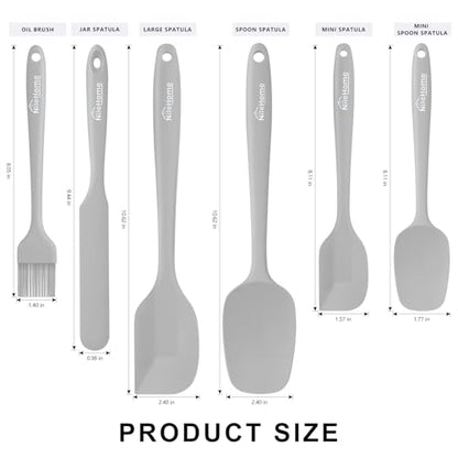 NileHome 6 Pieces Silicone Spatula Set with Silicone Brush,Mixing-Grey - color: Gray
