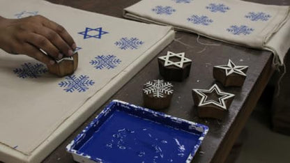 CraftsofIndia® Stylish Elegant Five Stars Wooden Blocks Stamps for Printing on Textiles, Pottery Crafts,Henna, Scrapbooking (Set of 5) - size: Pack # 103