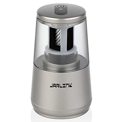 JARLINK Electric Pencil Sharpener, Heavy Duty Helical Blade, Auto Stop | Suitable for No.2/Colored Pencils(6-8mm), Dual Power AC Adapter/Battery Operated in School Classroom Office Home, Gray - color: Gray