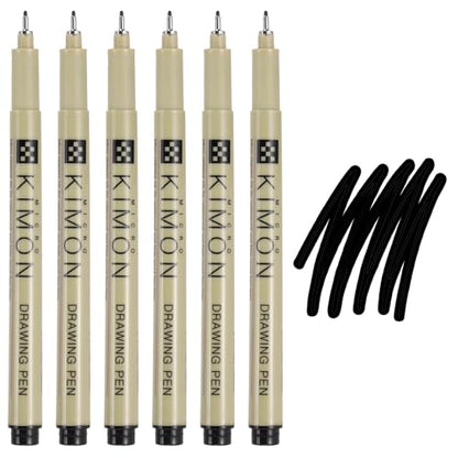PATIKIL Fineliner Pens, 0.8mm Fine Points Drawing Pen Waterproof Inking Markers Liner Artist Watercolor Supplies Drawing Kit for Adult Sketching Journaling, Pack of 6 - style: 0.8mm Fine Points