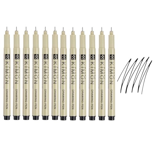 PATIKIL Fineliner Pens, 0.1mm Fine Points Drawing Pen Waterproof Inking Markers Liner Artist Watercolor Supplies Drawing Kit for Adult Sketching Journaling, Pack of 12 - style: 0.1mm Fine Points