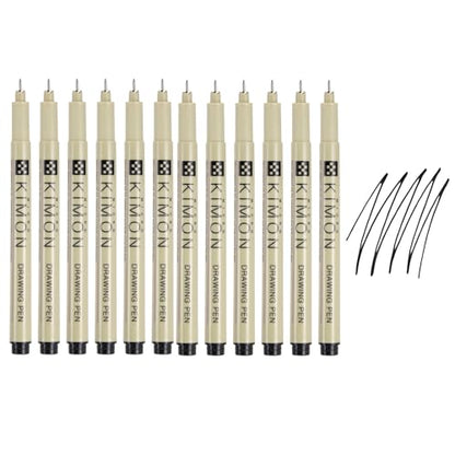 PATIKIL Fineliner Pens, 0.1mm Fine Points Drawing Pen Waterproof Inking Markers Liner Artist Watercolor Supplies Drawing Kit for Adult Sketching Journaling, Pack of 12 - style: 0.1mm Fine Points