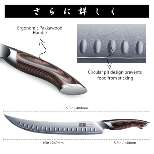 HOSHANHO Carving Slicing Knife, 10 Inch Razor Sharp Japanese Brisket Knife - size: 10"