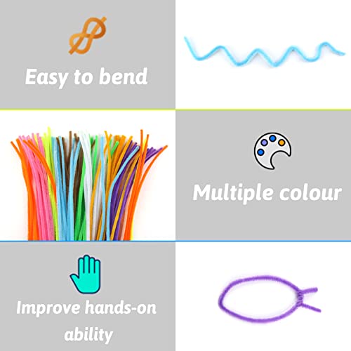 DOITEM Pipe Cleaners Craft Supplies, 1000+Pcs Arts and Crafts Supplies Including Pipe Cleaner Wiggle Googly Eyes Pom Poms Feathers Sticks Sequins Foam Flowers Papers Heart Stickers for Kids Adults - color: 1000+