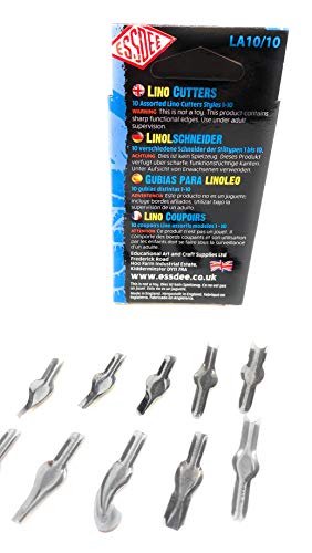 ESSDEE Linoleum Cutter Tools - Style 1 to 10 Sizes Lino Blades - High Carbon Steel - Pack of 10 - Made in UK