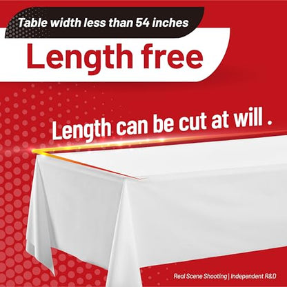 Plastic Table Cloth, 310 Ft X 54 in Disposable Tablecloth Roll | White Plastic Tablecloth Roll with Sliding Cutter Premium Plastic Table Cover Roll for Picnics, Parties, Birthdays, Weddings - color: White, size: 3720" x 54" (Rectangular)