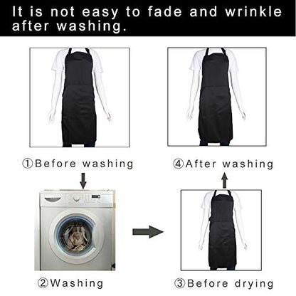 BIGHAS Adjustable Bib Apron with Long Ties for Women Men 18 Colors Chef Kitchen Cooking - color: Black