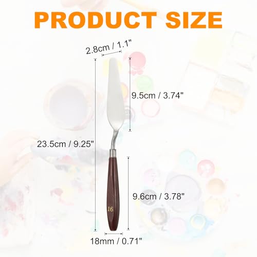 HARFINGTON Palette Knife Painting Tool 3.74 x 1.1 Stainless Steel Art Spatula Pallet Knives Scrapers Tools with Beech Wood Handle for Acrylic Oil Canvas Mixing Spreading, Red/Silver - size: 3.74" x 1.1"
