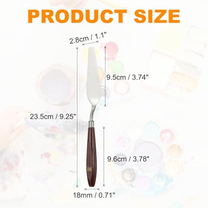 HARFINGTON Palette Knife Painting Tool 3.74 x 1.1 Stainless Steel Art Spatula Pallet Knives Scrapers Tools with Beech Wood Handle for Acrylic Oil Canvas Mixing Spreading, Red/Silver - size: 3.74" x 1.1"