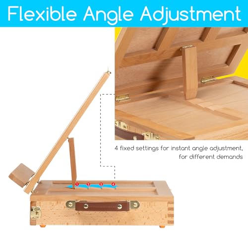 MEEDEN Table Sketch Box Easel -Portable Solid Beech Tabletop Wood Easel Drawing & Sketching Board with Storage Drawer & Palette for Beginner Artist, Art Students & Kids, Canvas up to 11" × 14" - color: Natural