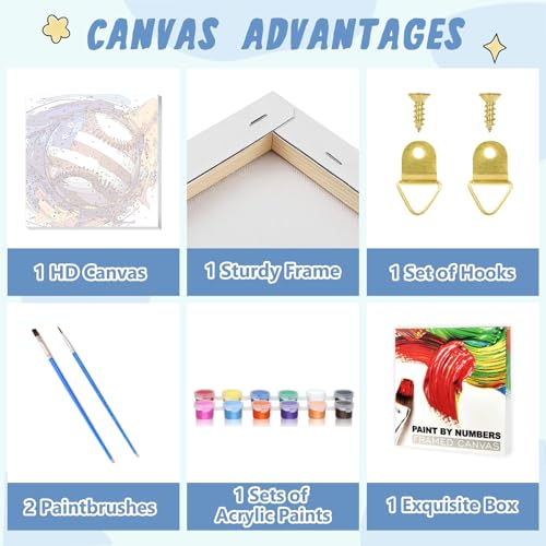 XTCIXAL Paint by Numbers Kit for Kids with Frame, Baseball, 8X8 inch - color: 04-Baseball