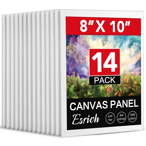 ESRICH 14 Pack 8x10 Primed Canvas Boards for Painting, Ideal for Starter - size: 8*10in 14pack