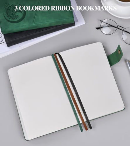 PAIBAS Blank Journal Notebook, A5 Hardcover Leather Sketchbook with 200 Pages Thick Blank Paper for Men Women, Unlined Drawing & Writing Journal, 5.9" x 8.4" Plain Notebook (green) - color: Green, size: Blank Page