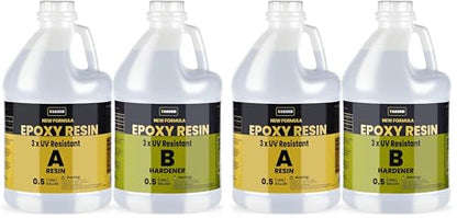 TAKIMO 1 Gallon 3× UV Resistant Epoxy Resin Kit - Ultra Clear Non-Yellowing Formula for Art & Furniture - High Gloss Table Top & Coating - 1:1 Ratio, 128oz (Pack of 2) - size: 1 Gallon (Pack of 2)