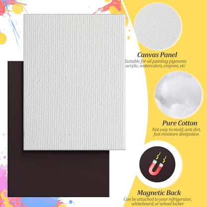 Engrowtic 25 Pcs Mini Magnetic Painting Canvas Panel Mini Canvas Boards for Painting Tile Art for Fridge Locker Art Crafts DIY(Rectangle,3 x 4 in) - size: 3 x 4 in, style: Rectangle