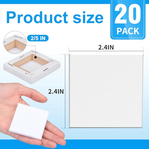 ESRICH Mini Stretched Canvas 20Pack 2.4x2.4inch, 2/5''Profile Art Primed Canvases for Painting, Cotton Small Professional Stretched Canvas for Kids and Art Supplies. - style: 20 Packs Stretched Canvas - 2.4*2.4in