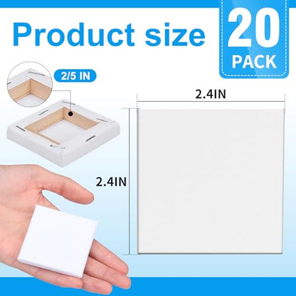ESRICH Mini Stretched Canvas 20Pack 2.4x2.4inch, 2/5''Profile Art Primed Canvases for Painting, Cotton Small Professional Stretched Canvas for Kids and Art Supplies. - style: 20 Packs Stretched Canvas - 2.4*2.4in