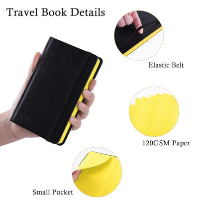 Small Premium Yellow Art Sketchbook,5.7 x 3.54 inches Mixed Media Notebook,34 Sheets 120 GSM Acid-Free Folding Drawing Papers, Hardcover Pocket Journal Sketchbook for All Artists - color: 120gsm-folding paper yellow