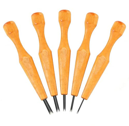 5 Pcs Linocut Tools Set – Premium Half Round U-Shaped Chisels in 2.5mm, 3.5mm, 4.5mm, 5.5mm, 7mm Sizes, Ideal for Linoleum & Wood Carving, Printmaking – Perfect for Artists and Hobbyists