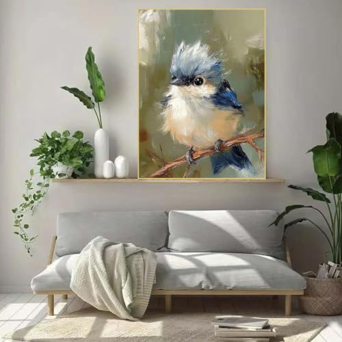 WUDWL Blue Bird Diamond Art Kits for Adult Diamond Painting Kits for Adults | Birds on Tree DIY Diamond Painting Kits 5D Diamond Dots Gem Art Crafts with Tools,Round Full Drill 12x16inch - color: DP04745