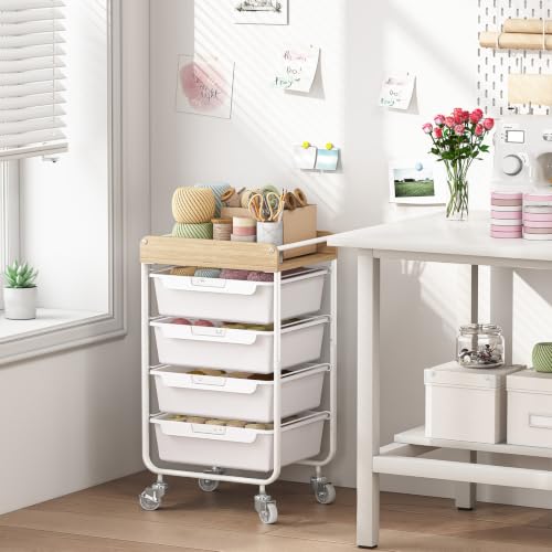 SYKIARIOL Rolling Craft Storage Cart with 4 Drawers,Kids Art Cart,White - color: White, size: 4-Drawer