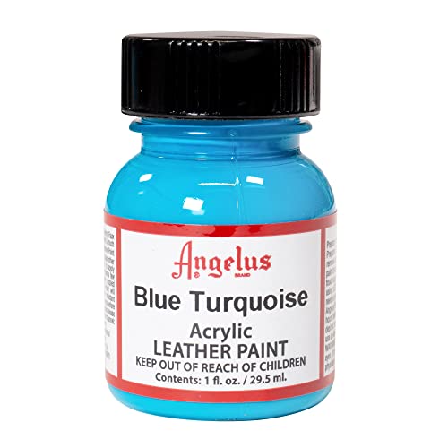 Angelus Acrylic Leather Paint, 1 oz, Blue Turquoise - color: Blue Turquoise, size: 1 Fl Oz (Pack of 1)