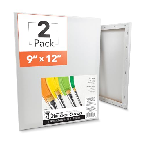 ArtSkills Stretched Canvas for Painting, 9x12 Canvas, 2-Pack Framed | Blank Canvas, Premium Wood Frame, Painting Supplies for Artists - size: 2-Pack 9x12